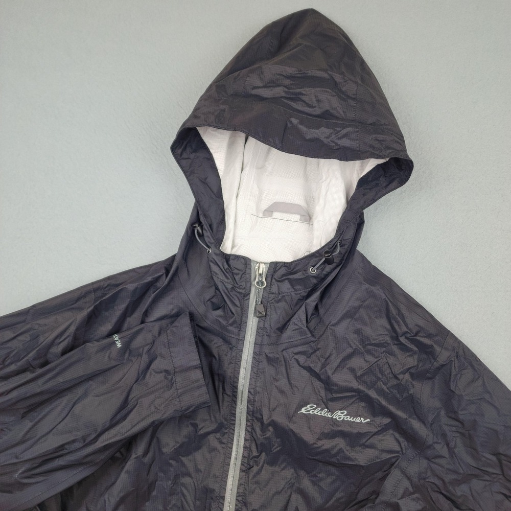 Eddie Bauer Jacket Womens Small Gray Hooded Full Zip Lightweight Windbreaker